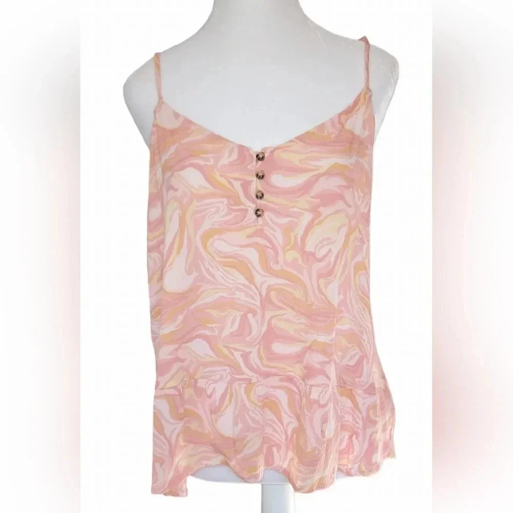 NWT Hippie Rose Junior's Swirl Pink Pattern Tank Top Size L